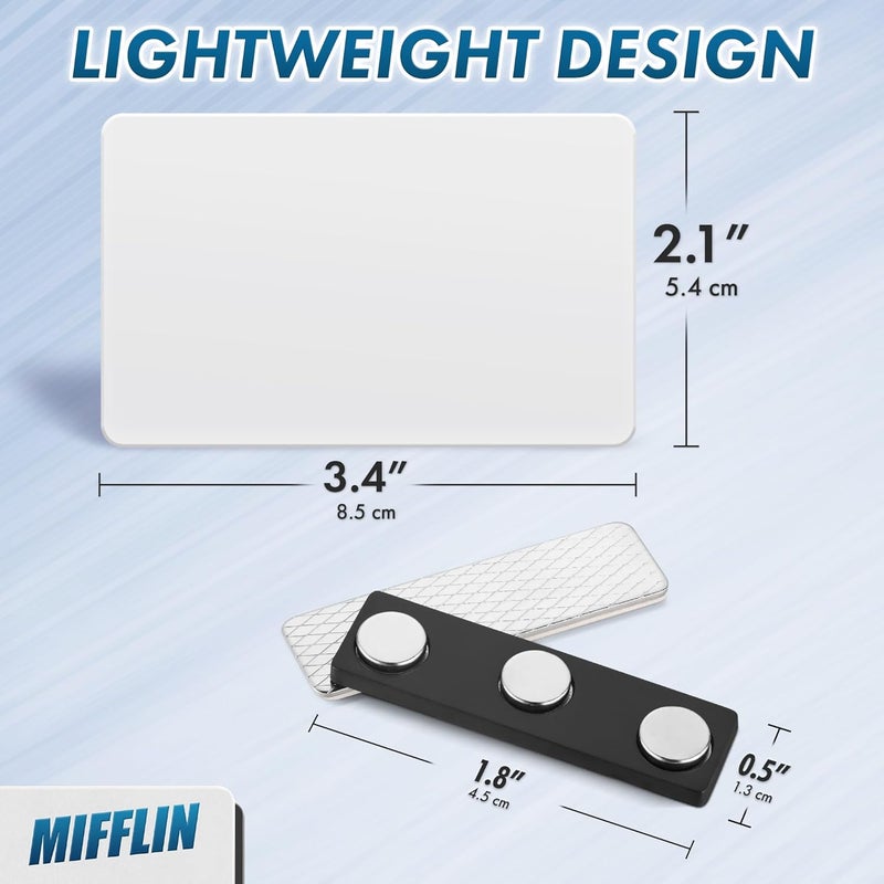 MIFFLIN -USA - Premium Acrylic Magnetic Name Tags - 25 Pack, 3x2, White - Customizable & Reusable Name Badges with Ultra-Strong Neodymium Magnetic Backing for School, Office & Events - Image 5